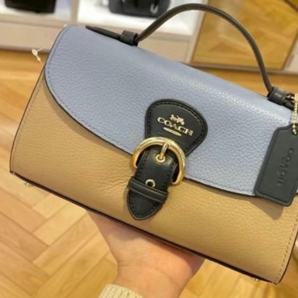 NWT Coach Kleo Top Handle Colorblock Marble Blue Multi💙🤎 - Picture 2 of 7